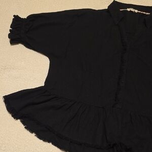 Women's Umgee Collared Ruffle Hem Top